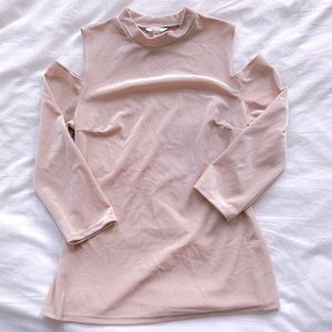 GUESS Faux Velvet Cold Shoulder Top